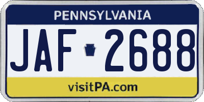 PA license plate JAF2688