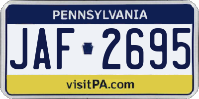 PA license plate JAF2695