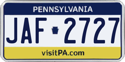 PA license plate JAF2727