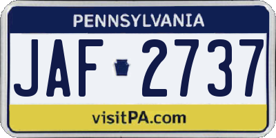 PA license plate JAF2737