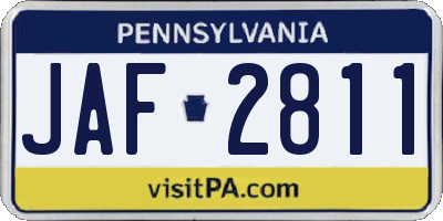 PA license plate JAF2811