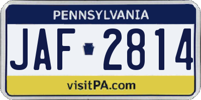PA license plate JAF2814