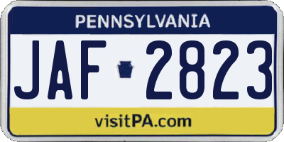 PA license plate JAF2823