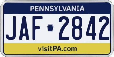 PA license plate JAF2842