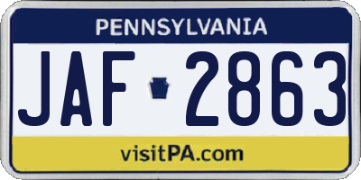 PA license plate JAF2863