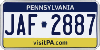 PA license plate JAF2887