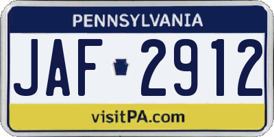 PA license plate JAF2912