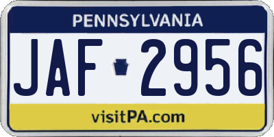 PA license plate JAF2956