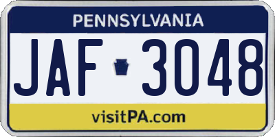 PA license plate JAF3048