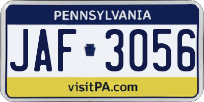 PA license plate JAF3056