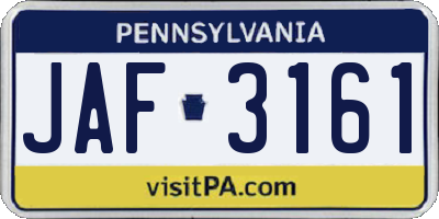 PA license plate JAF3161