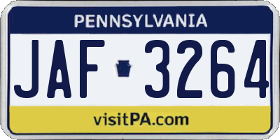 PA license plate JAF3264