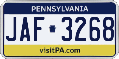PA license plate JAF3268
