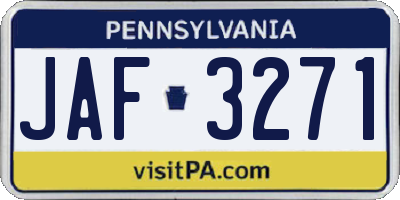 PA license plate JAF3271