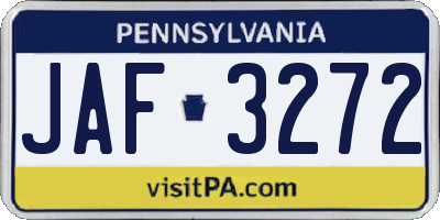 PA license plate JAF3272