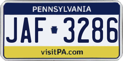 PA license plate JAF3286