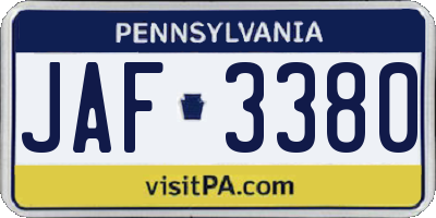PA license plate JAF3380