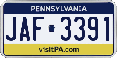 PA license plate JAF3391