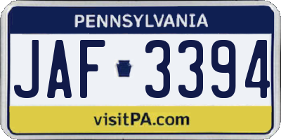 PA license plate JAF3394