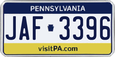 PA license plate JAF3396