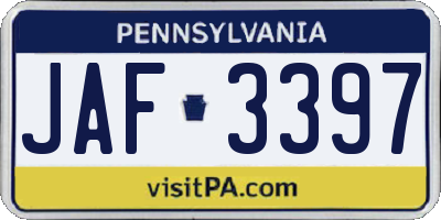 PA license plate JAF3397