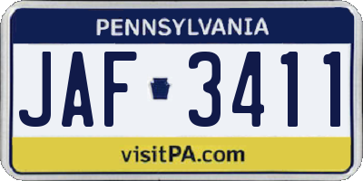 PA license plate JAF3411