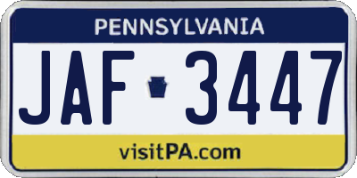 PA license plate JAF3447
