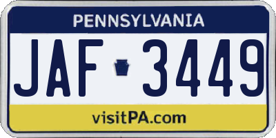PA license plate JAF3449