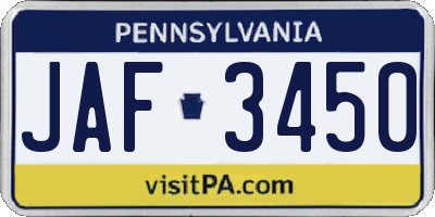 PA license plate JAF3450