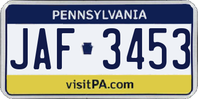 PA license plate JAF3453