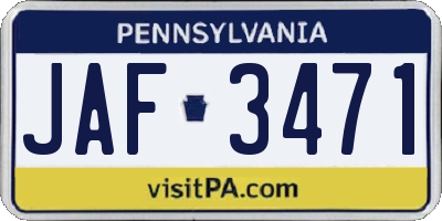 PA license plate JAF3471