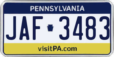 PA license plate JAF3483