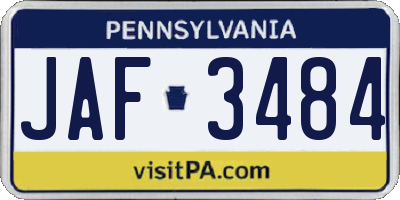 PA license plate JAF3484