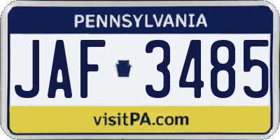 PA license plate JAF3485
