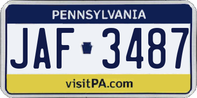 PA license plate JAF3487