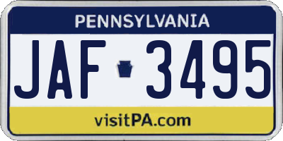 PA license plate JAF3495