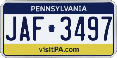 PA license plate JAF3497