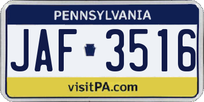 PA license plate JAF3516
