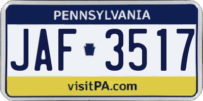 PA license plate JAF3517