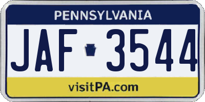 PA license plate JAF3544
