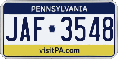 PA license plate JAF3548