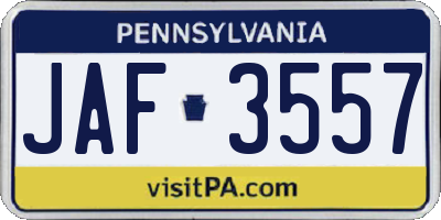 PA license plate JAF3557