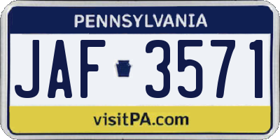 PA license plate JAF3571