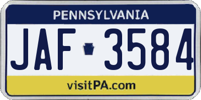 PA license plate JAF3584