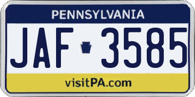 PA license plate JAF3585