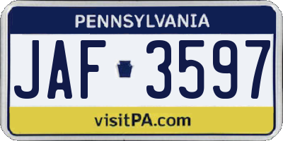 PA license plate JAF3597