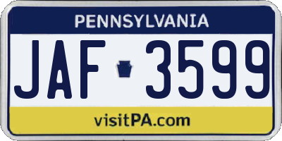 PA license plate JAF3599