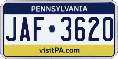 PA license plate JAF3620