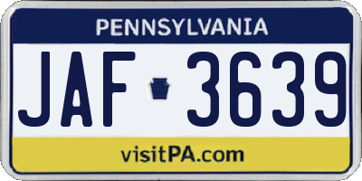 PA license plate JAF3639