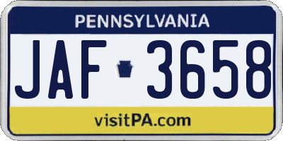 PA license plate JAF3658